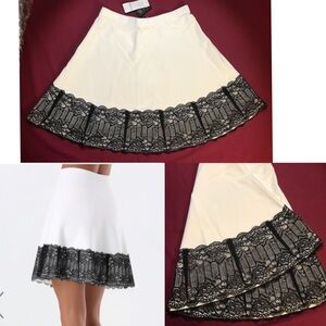 bebe White and Black Lace Mini Skirt